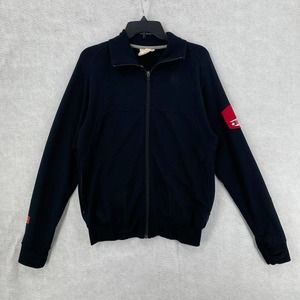 I/O Bio Merino Track Jacket Mens Medium Full Zip Pockets Natural Merino‎ Black